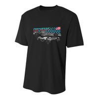 Formula Racing Open Wheel Car Las Vegas Circuit Usa Flag Youth Performance Sprint T-Shirt