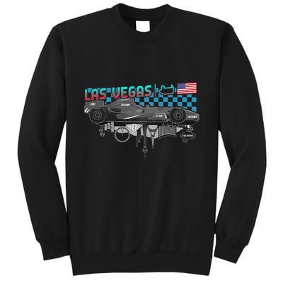 Formula Racing Open Wheel Car Las Vegas Circuit Usa Flag Tall Sweatshirt