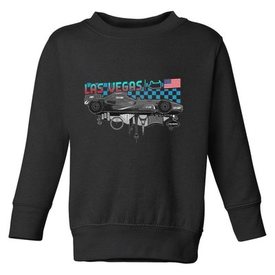 Formula Racing Open Wheel Car Las Vegas Circuit Usa Flag Toddler Sweatshirt