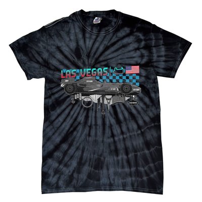 Formula Racing Open Wheel Car Las Vegas Circuit Usa Flag Tie-Dye T-Shirt