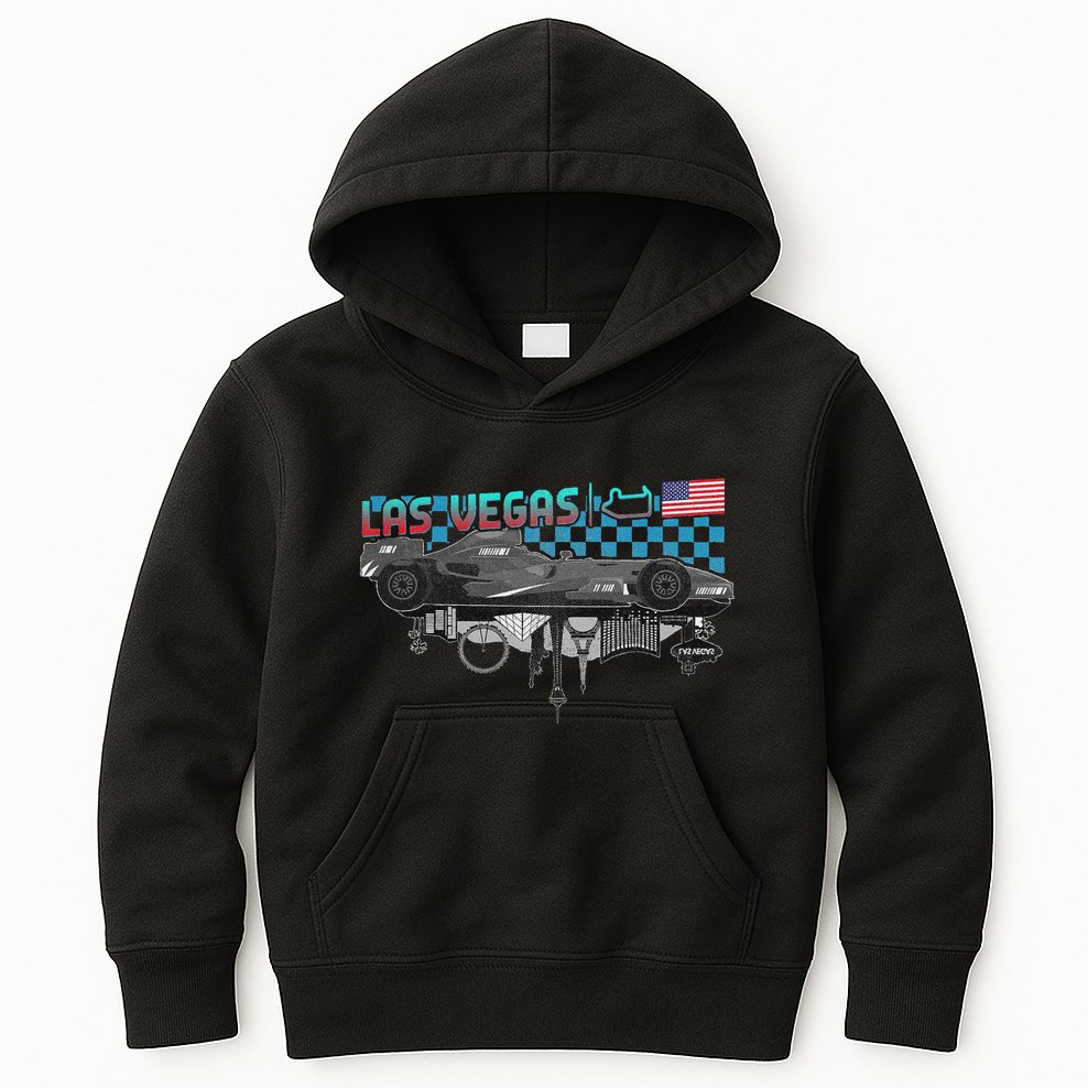 Formula Racing Open Wheel Car Las Vegas Circuit Usa Flag Kids Hoodie