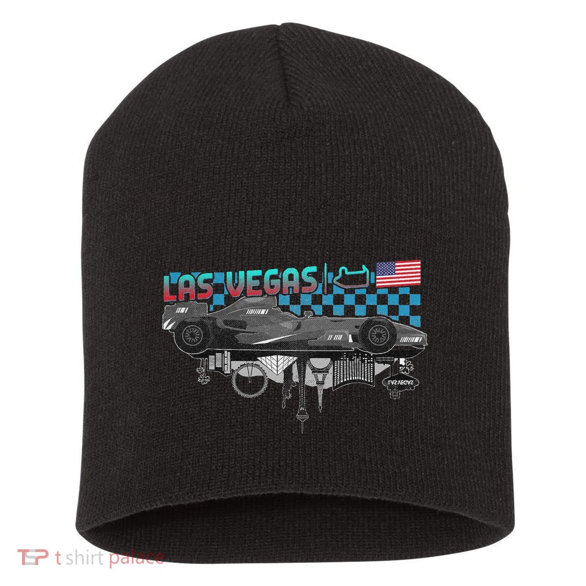 Formula Racing Open Wheel Car Las Vegas Circuit Usa Flag Short Acrylic Beanie