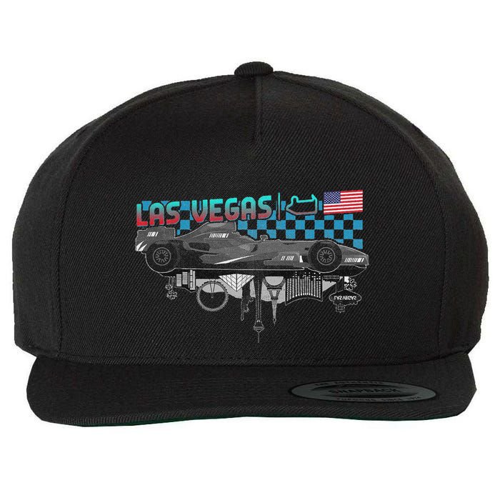 Formula Racing Open Wheel Car Las Vegas Circuit Usa Flag Wool Snapback Cap