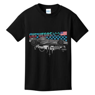 Formula Racing Open Wheel Car Las Vegas Circuit Usa Flag Kids T-Shirt