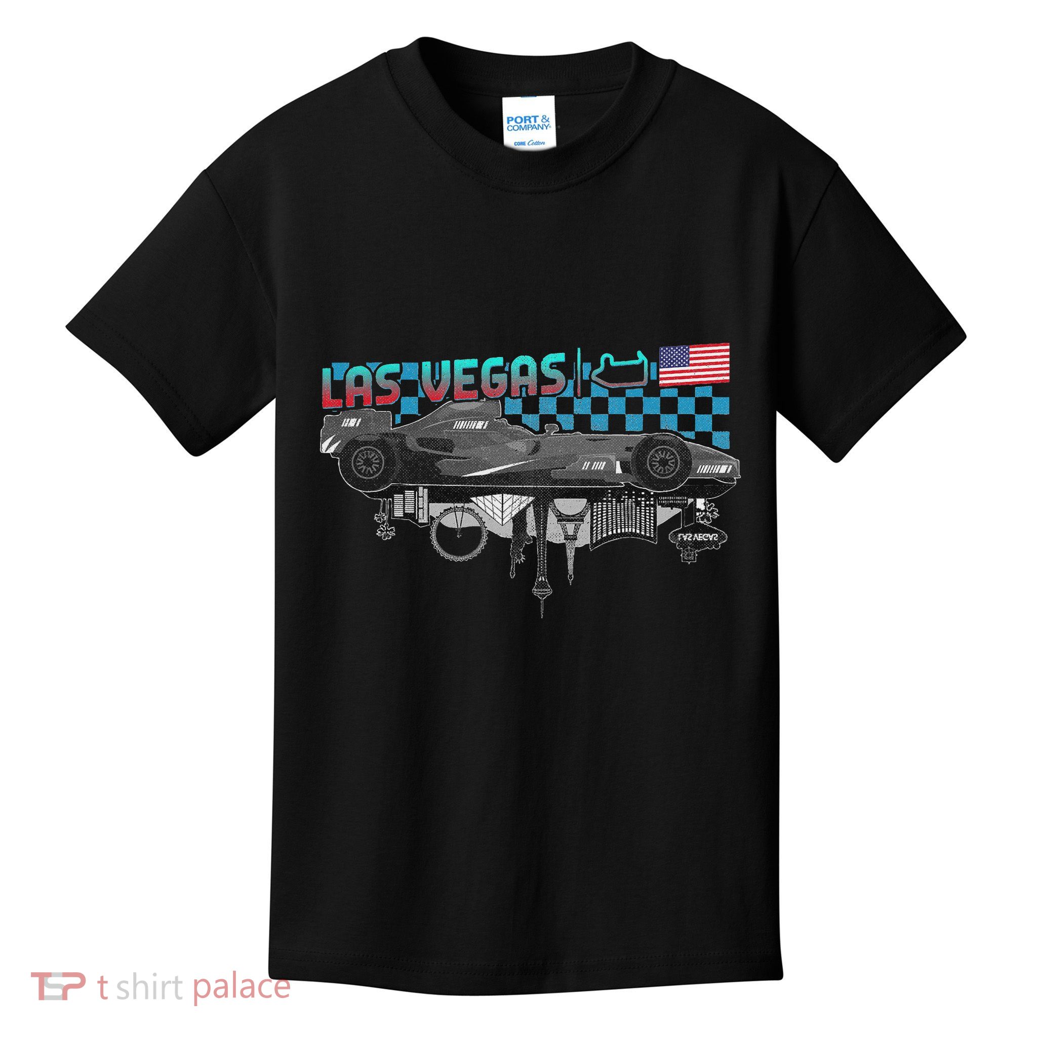 Formula Racing Open Wheel Car Las Vegas Circuit Usa Flag Kids T-Shirt