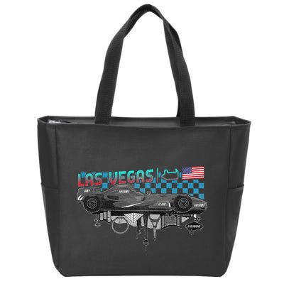 Formula Racing Open Wheel Car Las Vegas Circuit Usa Flag Zip Tote Bag