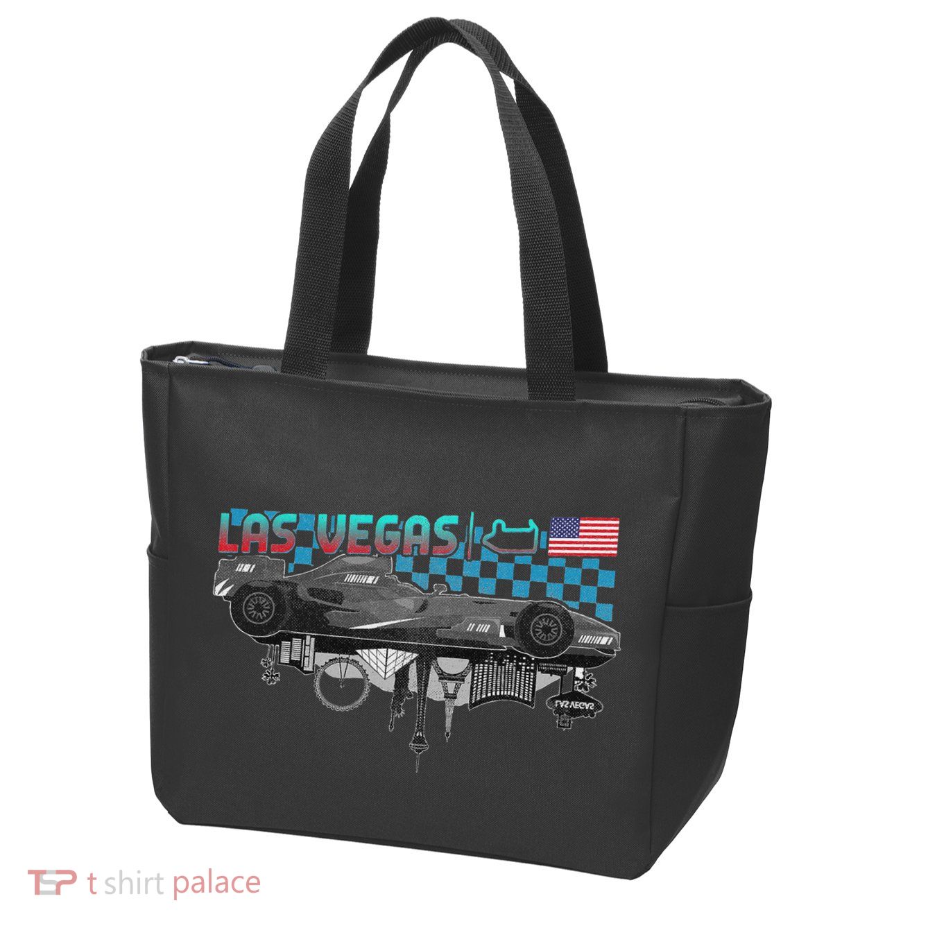 Formula Racing Open Wheel Car Las Vegas Circuit Usa Flag Zip Tote Bag