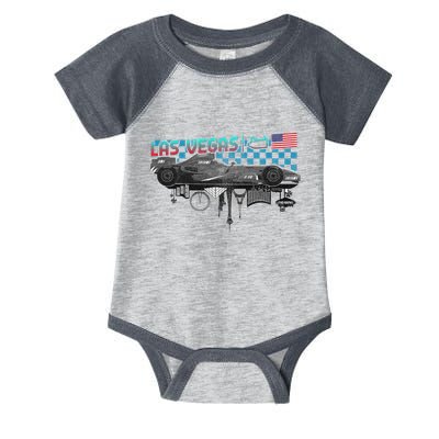 Formula Racing Open Wheel Car Las Vegas Circuit Usa Flag Infant Baby Jersey Bodysuit
