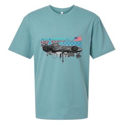 Formula Racing Open Wheel Car Las Vegas Circuit Usa Flag Sueded Cloud Jersey T-Shirt