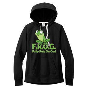 Frog Fully Rely On God Women's Fleece Hoodie