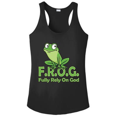 Frog Fully Rely On God Ladies PosiCharge Competitor Racerback Tank