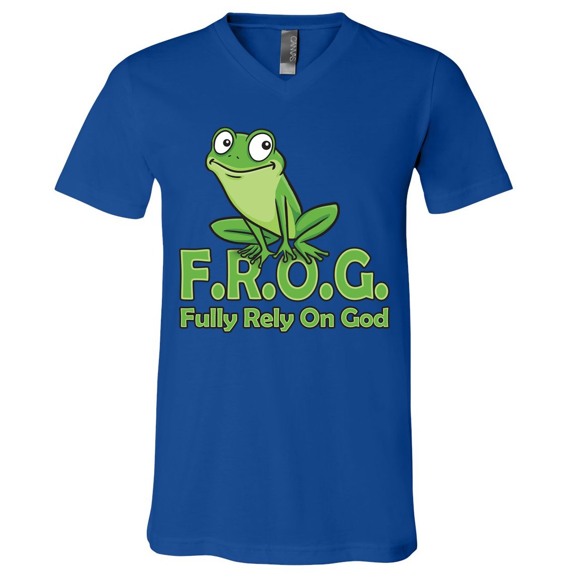 Frog Fully Rely On God V-Neck T-Shirt