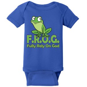 Frog Fully Rely On God Baby Bodysuit