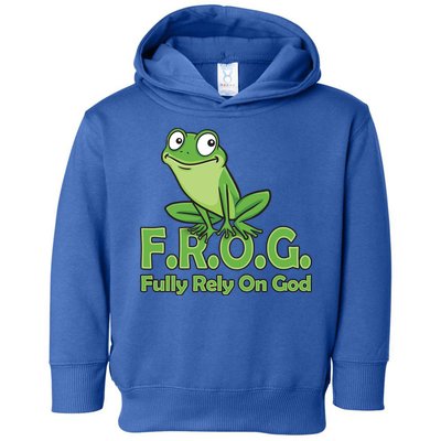 Frog Fully Rely On God Toddler Hoodie