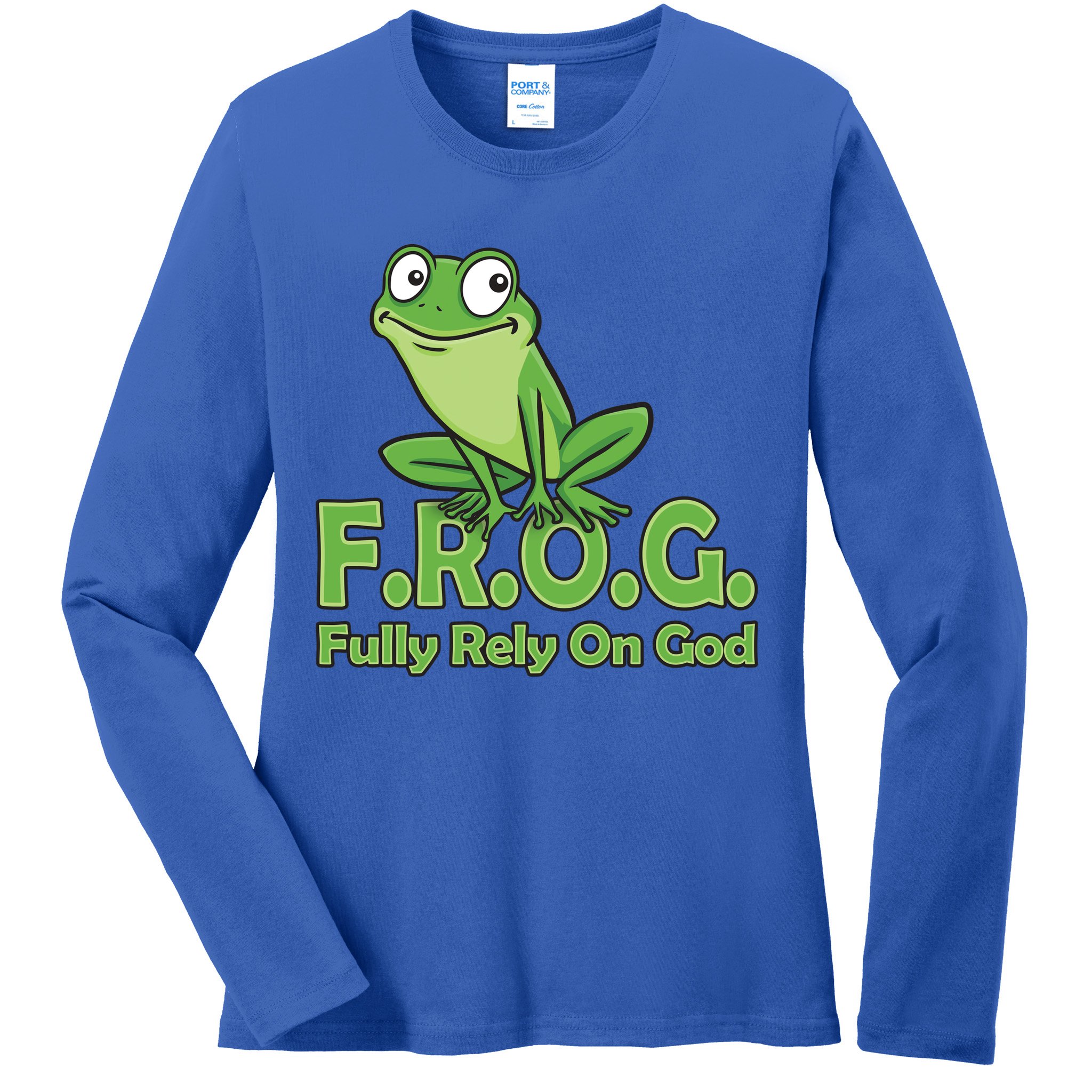 Frog Fully Rely On God Ladies Long Sleeve Shirt