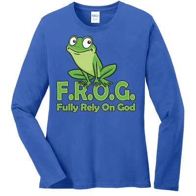 Frog Fully Rely On God Ladies Long Sleeve Shirt