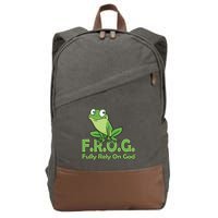 Frog Fully Rely On God Cotton Canvas Backpack