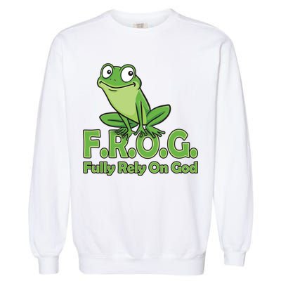 Frog Fully Rely On God Garment-Dyed Sweatshirt