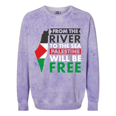 From The River To The Sea Palestine Will Be Free Colorblast Crewneck Sweatshirt