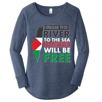 From The River To The Sea Palestine Will Be Free Women's Perfect Tri Tunic Long Sleeve Shirt