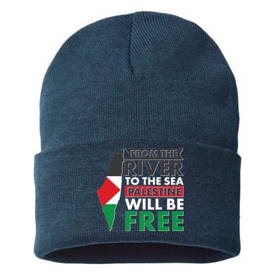 From The River To The Sea Palestine Will Be Free Sustainable Knit Beanie