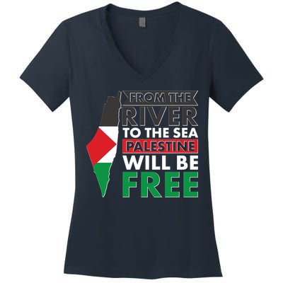 From The River To The Sea Palestine Will Be Free Women's V-Neck T-Shirt
