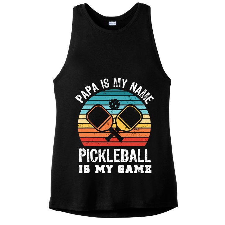 Funny Retro Papa Pickleball Sunset Gift Ladies PosiCharge Tri-Blend Wicking Tank