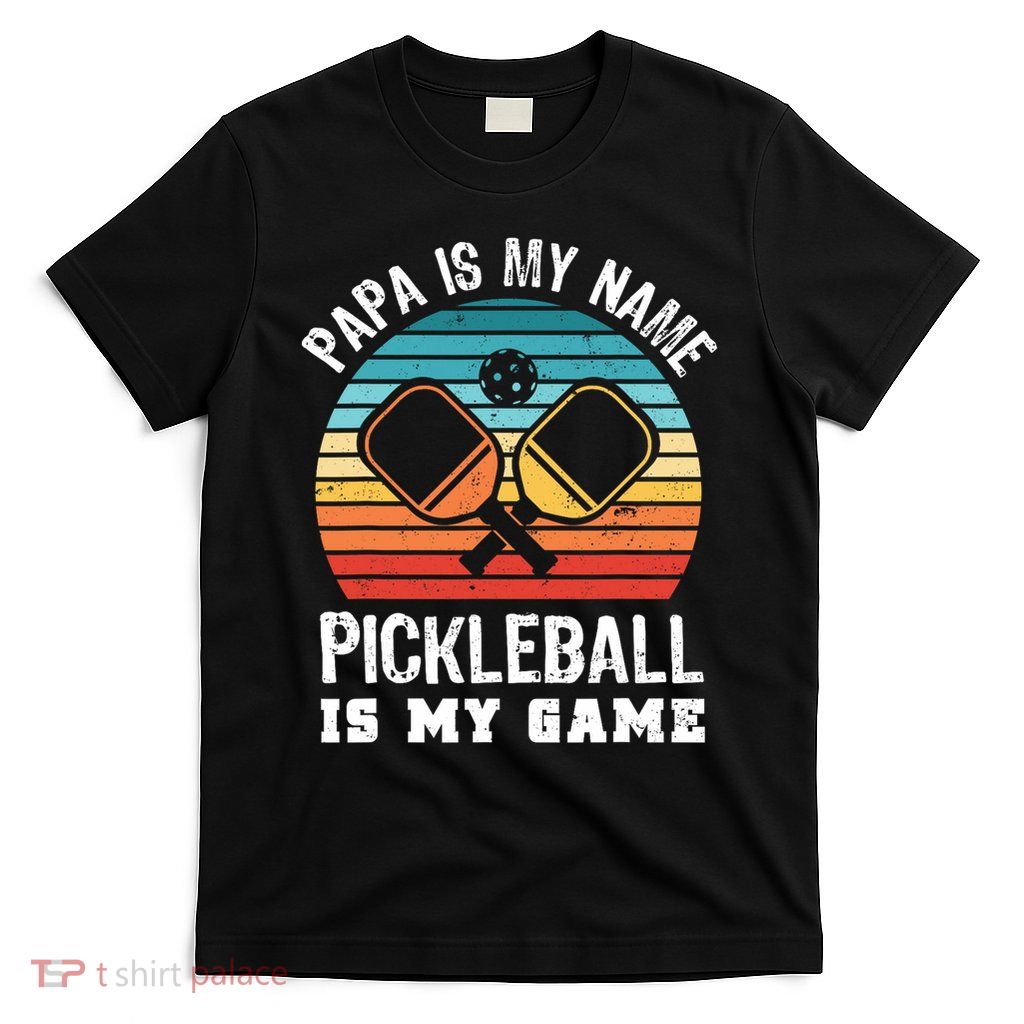 Funny Retro Papa Pickleball Sunset Gift T-Shirt
