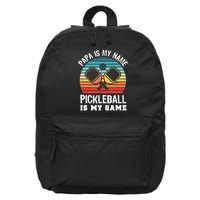 Funny Retro Papa Pickleball Sunset Gift 16 in Basic Backpack