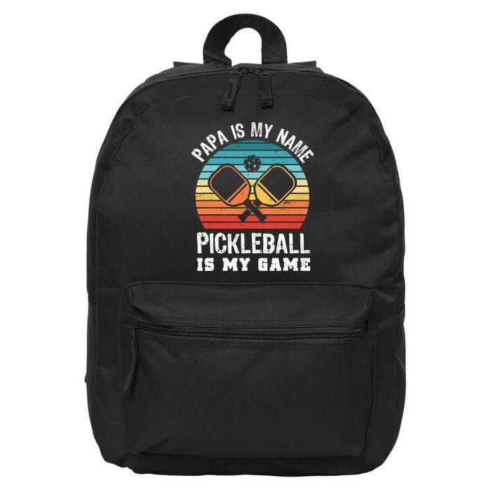 Funny Retro Papa Pickleball Sunset Gift 16 in Basic Backpack