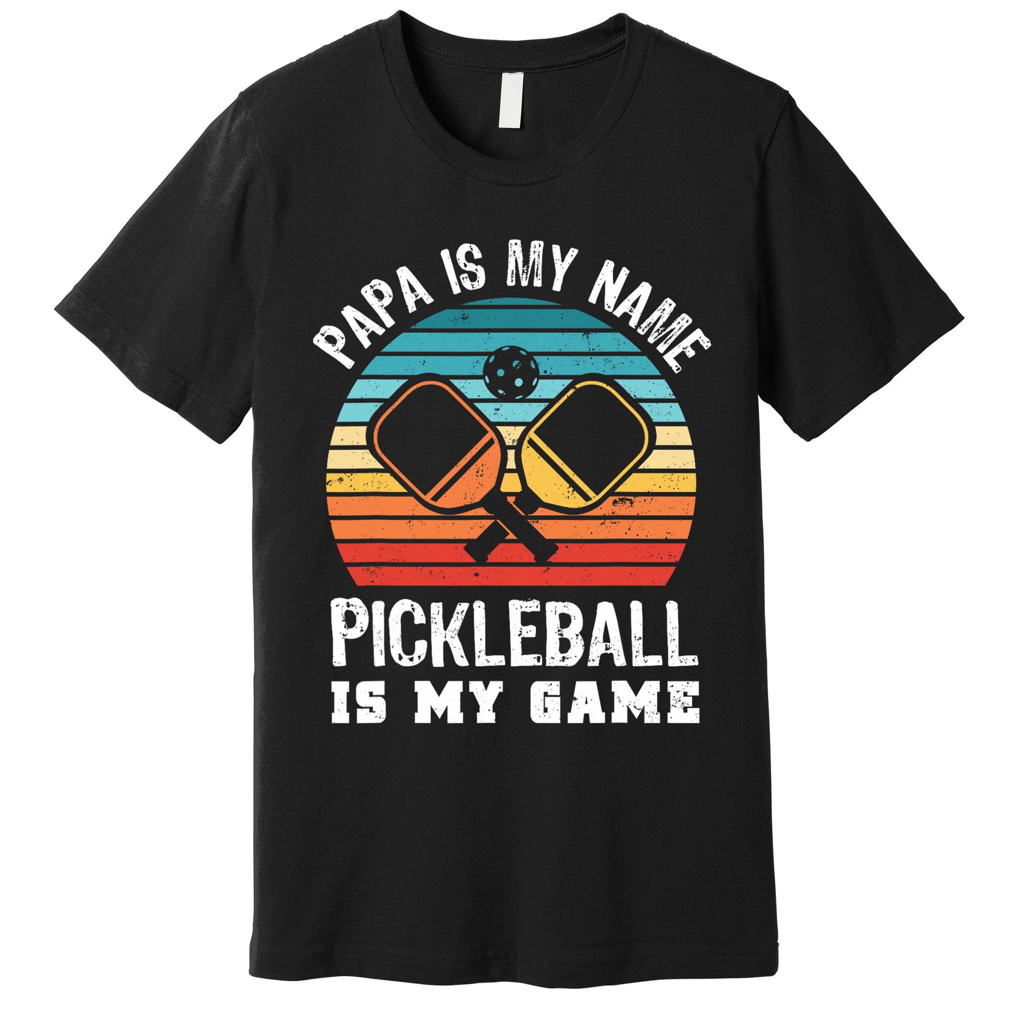 Funny Retro Papa Pickleball Sunset Gift Premium T-Shirt
