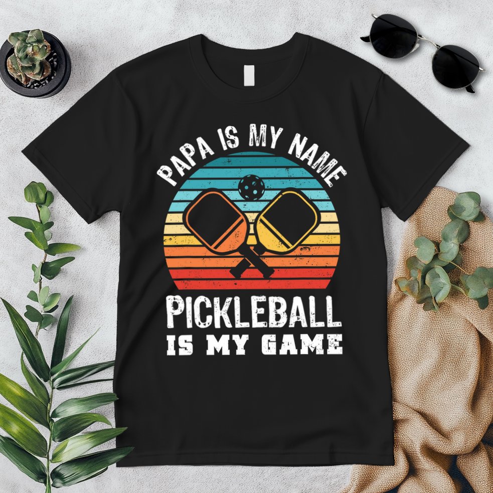 Funny Retro Papa Pickleball Sunset Gift Premium T-Shirt