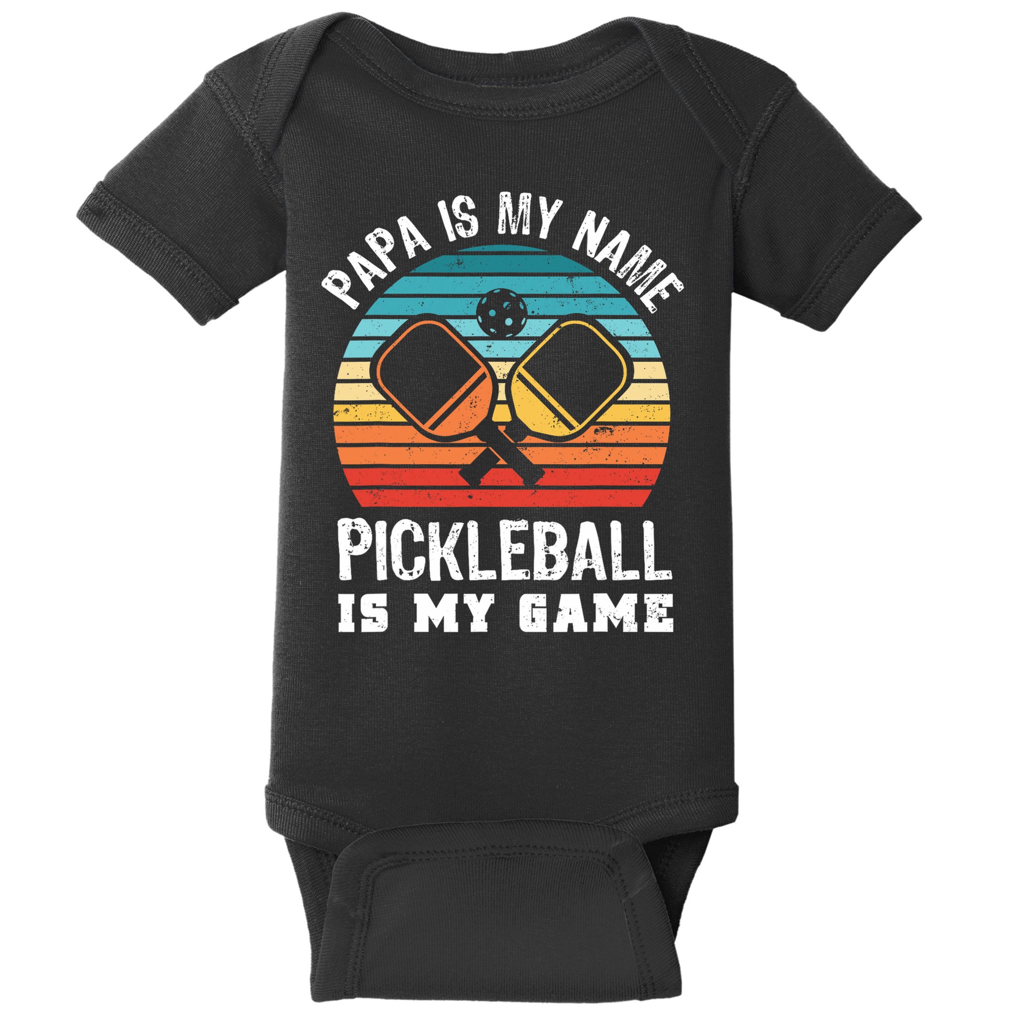 Funny Retro Papa Pickleball Sunset Gift Baby Bodysuit