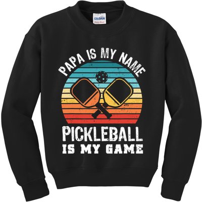 Funny Retro Papa Pickleball Sunset Gift Kids Sweatshirt