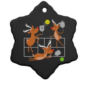 Funny Reindeer Playing Pickleball Sports Player Christmas Ceramic Star Ornament