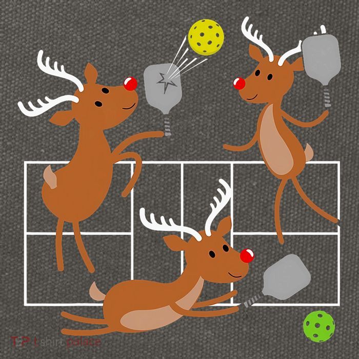 Funny Reindeer Playing Pickleball Sports Player Christmas Cotton Canvas Backpack