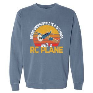 Funny Rc Plane Grandpa Model Airplane Pilot Retro Funny Gift Garment-Dyed Sweatshirt