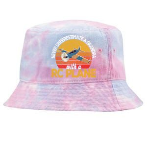 Funny Rc Plane Grandpa Model Airplane Pilot Retro Funny Gift Tie-Dyed Bucket Hat