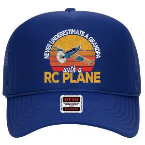 Funny Rc Plane Grandpa Model Airplane Pilot Retro Funny Gift High Crown Mesh Back Trucker Hat