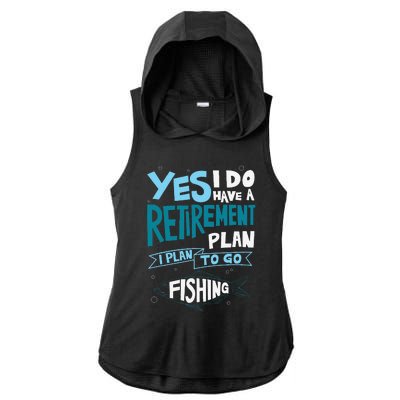 Fishing Retirement Plan Retired Gifts Grandpa Ladies PosiCharge Tri-Blend Wicking Draft Hoodie Tank