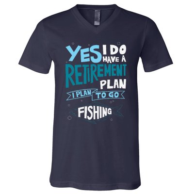 Fishing Retirement Plan Retired Gifts Grandpa V-Neck T-Shirt