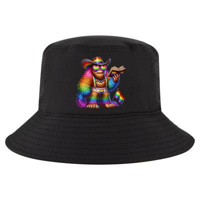 Funny Rainbow Pride Bigfoot Reading Book With Heart Glasses Cool Comfort Performance Bucket Hat