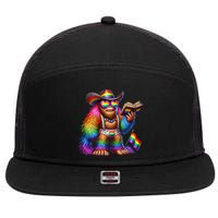 Funny Rainbow Pride Bigfoot Reading Book With Heart Glasses 7 Panel Mesh Trucker Snapback Hat