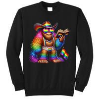 Funny Rainbow Pride Bigfoot Reading Book With Heart Glasses Sweatshirt
