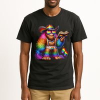Funny Rainbow Pride Bigfoot Reading Book With Heart Glasses Tall T-Shirt