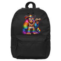 Funny Rainbow Pride Bigfoot Reading Book With Heart Glasses 16 in Basic Backpack