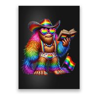 Funny Rainbow Pride Bigfoot Reading Book With Heart Glasses Poster