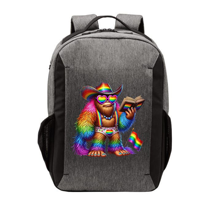 Funny Rainbow Pride Bigfoot Reading Book With Heart Glasses Vector Backpack