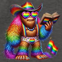 Funny Rainbow Pride Bigfoot Reading Book With Heart Glasses Vector Backpack