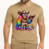 Funny Rainbow Pride Bigfoot Reading Book With Heart Glasses Cooling Performance Crew T-Shirt